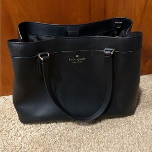 Kate Spade Black Leather Handbag with Gold Accents